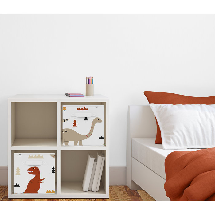 Sweet Jojo Designs Mod Dinosaur Black And Orange Fabric Storage Bin By